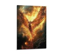 ZLXZPL Office Wall Painting Art Canvas Posters-Myth Poster Phoenix in Flames Shocking And Passionate Adding A Sense of Power to Studies Art 16x24inch(40x60cm) Frame-style