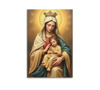 ZLXZPL Office Wall Painting Art Canvas Posters-Religious Icon Madonna Child Golden Halo Decorative Painting 24x36inch(60x90cm) Unframe-style