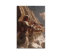 ZLXZPL Office Wall Painting Art Canvas Posters-Religious Poster Angels Blowing Trumpets in The Sky Divine And Grand Painting 24x36inch(60x90cm) Unframe-style