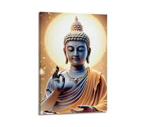 ZLXZPL Office Wall Painting Art Canvas Posters-Religious Poster Buddha With Radiant Aura Serene And Sacred Painting 16x24inch(40x60cm) Frame-style