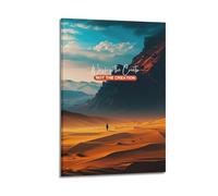 ZLXZPL Office Wall Painting Art Canvas Posters-Religious Poster Desert Scene With Worship The Creator Text Bringing Spiritual Vibe Decorative Painting 20x30inch(50x75cm) Frame-style