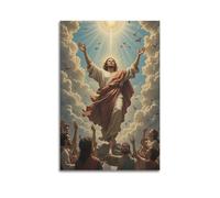 ZLXZPL Office Wall Painting Art Canvas Posters-Religious Poster Figure Ascending with Sun And Clouds Holy And Transcendent Painting 08x12inch(20x30cm) Unframe-style