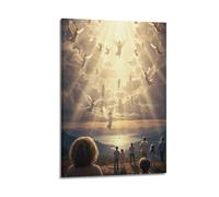 ZLXZPL Office Wall Painting Art Canvas Posters-Religious Poster Figure with Angels in Heaven Sacred And Glorious Painting 08x12inch(20x30cm) Frame-style