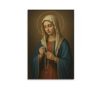 ZLXZPL Office Wall Painting Art Canvas Posters-Religious Poster Praying Madonna Peaceful Spiritual Decorative Art 24x36inch(60x90cm) Unframe-style