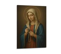 ZLXZPL Office Wall Painting Art Canvas Posters-Religious Poster Praying Madonna Peaceful Spiritual Decorative Art 12x18inch(30x45cm) Frame-style
