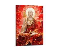 ZLXZPL Office Wall Painting Art Canvas Posters-Religious Poster Red Robed Buddha Decor Holy Vibe Creator Painting 08x12inch(20x30cm) Frame-style