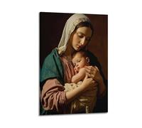 ZLXZPL Office Wall Painting Art Canvas Posters-Religious Sculpture Madonna Child Realistic Statue Decorative Painting 12x18inch(30x45cm) Frame-style