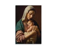 ZLXZPL Office Wall Painting Art Canvas Posters-Religious Sculpture Madonna Child Realistic Statue Decorative Painting 16x24inch(40x60cm) Unframe-style