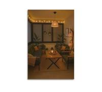 ZLXZPL Office Wall Painting Art Canvas Posters-Scene Poster Cozy Lit Living Room Bringing Warm Vibe Decorative Painting 16x24inch(40x60cm) Unframe-style