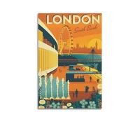 ZLXZPL Office Wall Painting Art Canvas Posters-Scene Poster Vibrant London South Bank Landscape Bringing Vitality Decorative Painting 16x24inch(40x60cm) Unframe-style