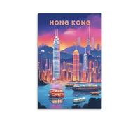ZLXZPL Office Wall Painting Art Canvas Posters-Travel Poster Hong Kong Skyline Decor Vibrant City Vibe Bringer Painting 20x30inch(50x75cm) Unframe-style