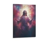 ZLXZPL Religious Poster Divine Radiance And Inspiration of Jesus Wall Art Canvas Posters Prints for Modern Family Living Room Decor Artwork 16x24inch(40x60cm) Frame