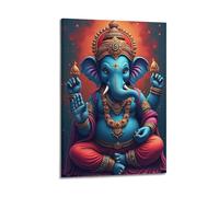 ZLXZPL Religious Poster Ganesha Full Of Splendor Brings Blessings Art Decorative Painting Wall Art Canvas Posters Prints for Modern Family Living Room Decor Artwork 20x30inch(50x75cm) Frame