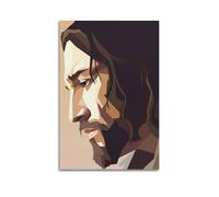 ZLXZPL Religious Poster Geometric Style Side Portrait of Jesus with Minimalist And Unique Style Wall Art Canvas Posters Prints for Modern Family Living Room Decor Artwork 24x36inch(60x90cm) Unframe
