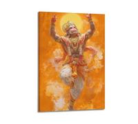 ZLXZPL Religious Poster Hanuman's Dance Posture And Divine Power Heritage Wall Art Canvas Posters Prints for Modern Family Living Room Decor Artwork 20x30inch(50x75cm) Frame