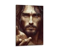ZLXZPL Religious Poster Jesus' Compassionate Image And Redemptive Touch of Faith Wall Art Canvas Posters Prints for Modern Family Living Room Decor Artwork 12x18inch(30x45cm) Frame