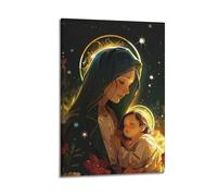 ZLXZPL Religious Poster Madonna And Child with Divine Light Sacred Religious Art Wall Art Canvas Posters Prints for Modern Family Living Room Decor Artwork 20x30inch(50x75cm) Frame