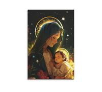 ZLXZPL Religious Poster Madonna And Child with Divine Light Sacred Religious Art Wall Art Canvas Posters Prints for Modern Family Living Room Decor Artwork 16x24inch(40x60cm) Unframe