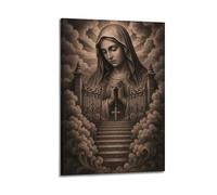 ZLXZPL Religious Poster Praying Madonna Is Tender Art Decorative Painting Wall Art Canvas Posters Prints for Modern Family Living Room Decor Artwork 08x12inch(20x30cm) Frame