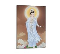 ZLXZPL Religious Poster The Compassionate Rhythm of Guanyin in White Robes Wall Art Canvas Posters Prints for Modern Family Living Room Decor Artwork 08x12inch(20x30cm) Frame