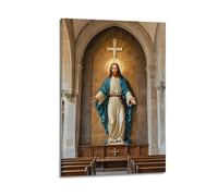ZLXZPL Religious Poster The Divine Call of Jesus at The Church Altar Wall Art Canvas Posters Prints for Modern Family Living Room Decor Artwork 24x36inch(60x90cm) Frame