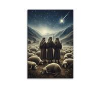ZLXZPL Religious Poster The Faith Beginning Scene of Shepherds Watching The Christmas Star Wall Art Canvas Posters Prints for Modern Family Living Room Decor Artwork 08x12inch(20x30cm) Unframe
