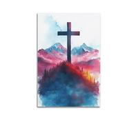 ZLXZPL Religious Poster The Faith Radiance of The Cross Among Mountains And Waters Wall Art Canvas Posters Prints for Modern Family Living Room Decor Artwork 16x24inch(40x60cm) Unframe