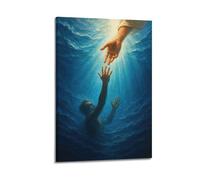 ZLXZPL Religious Poster The Hope Gesture of Divine Hand Salvation Wall Art Canvas Posters Prints for Modern Family Living Room Decor Artwork 20x30inch(50x75cm) Frame
