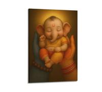 ZLXZPL Religious Poster The Innocent Protection State of Baby Ganesha Wall Art Canvas Posters Prints for Modern Family Living Room Decor Artwork 08x12inch(20x30cm) Frame