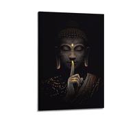 ZLXZPL Religious Poster The Metaphor of Quiet Serenity of The Particle Buddha Wall Art Canvas Posters Prints for Modern Family Living Room Decor Artwork 24x36inch(60x90cm) Frame