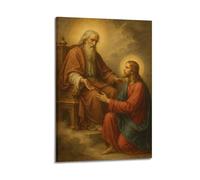 ZLXZPL Religious Poster The Radiance of Heavenly Communication Between The Father And The Son Wall Art Canvas Posters Prints for Modern Family Living Room Decor Artwork 16x24inch(40x60cm) Frame