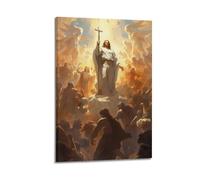 ZLXZPL Religious Poster The Radiance of Jesus' Heavenly Advent Wall Art Canvas Posters Prints for Modern Family Living Room Decor Artwork 08x12inch(20x30cm) Frame