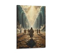 ZLXZPL Religious Poster The Redemptive Journey of Moses Parting The Red Sea Wall Art Canvas Posters Prints for Modern Family Living Room Decor Artwork 24x36inch(60x90cm) Frame