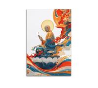 ZLXZPL Religious Poster The Spiritual Flow Beauty of Colorful Buddha Wall Art Canvas Posters Prints for Modern Family Living Room Decor Artwork 08x12inch(20x30cm) Unframe