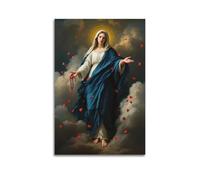 ZLXZPL Religious Poster Virgin's Rose Image And Compassionate Rhythm of Faith Wall Art Canvas Posters Prints for Modern Family Living Room Decor Artwork 20x30inch(50x75cm) Unframe