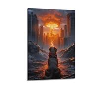 ZLXZPL Sci-Fi Nuclear Dog Wall Art Canvas Posters Prints for Modern Family Living Room Decor Artwork 20x30inch(50x75cm) Frame-style