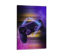 ZLXZPL Tech Cyber Neon Game Controller Wall Art Canvas Posters Prints for Modern Family Living Room Decor Artwork 16x24inch(40x60cm) Frame-style