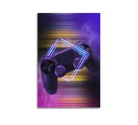 ZLXZPL Tech Cyber Neon Game Controller Wall Art Canvas Posters Prints for Modern Family Living Room Decor Artwork 12x18inch(30x45cm) Unframe-style