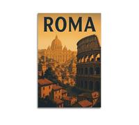 ZLXZPL Travel Rome Ancient City Panoramic Scenery Wall Art Canvas Posters Prints for Modern Family Living Room Decor Artwork 12x18inch(30x45cm) Unframe