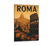 ZLXZPL Travel Rome Ancient City Panoramic Scenery Wall Art Canvas Posters Prints for Modern Family Living Room Decor Artwork 24x36inch(60x90cm) Frame