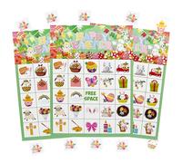 ZLY 37pcs Easter Cards for Bingo Game, 24 Players Christian Easter Paper for Easter Party Goodies Games, Easter Reusable Cards for Family Activities, Basket Filler Stuffers