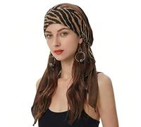 ZLYC Chemo Headwear Pre Tied Head Scarf Headwraps Lightweight Beanie Hat for Women(Solid Coffee and Tiger Print),One Size