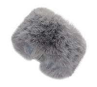 ZLYC Faux Fur Headband Earmuffs for Women Winter Fluffy Ear Warmer Stretch Cold Weather Headbands(Solid Gray)