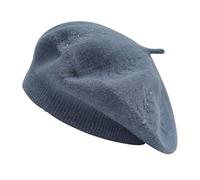 ZLYC French Beret Hat Reversible Solid Color Cashmere Warm Hat for Women Girls(Rhinestones Haze Blue),One Size