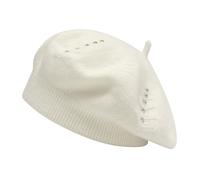 ZLYC French Beret Hat Reversible Solid Color Cashmere Warm Hat for Women Girls(Rhinestones White),One Size