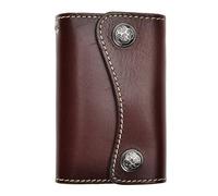 ZLYC Genuine Leather Keychain Key Wallet 6 Hook Button Closure Key Holder Case with Card Holder (Dark Red), Dark Red 2, One size