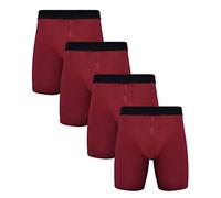 ZLYC Men Long Leg Cotton Boxer Shorts Underwear, 3/4 Pack(4 Pack Red),L