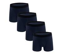 ZLYC Men's Cotton Boxer Shorts Trunks Underwear Multipack No Fly(4 Pack Navy),XXL
