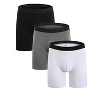 ZLYC Mens Long Leg Cotton Boxer Brief Underwear, 3/4 Pack ,Multi3 Pack Assorted, XXL