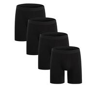 ZLYC Mens Long Leg Cotton Boxer Briefs Fit Underwear, 3/4 Pack, 4 Pack Black, L